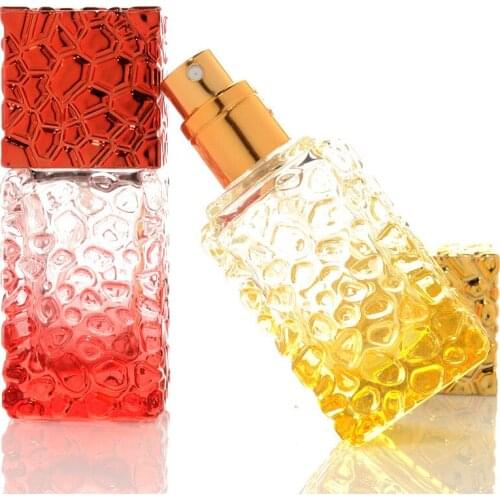 Glass Water Cube 25ML Mini Portable Glass Refillable Perfume Bottle with Foil Atomizer Empty Parfume Cosmetic Containers Travel