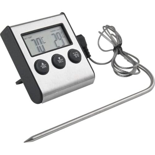 Barbecue Thermometer Digital display Timing Oven Meat Thermometer Stainless Steel Home Kitchen Cooking Timer