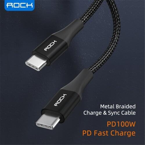 ROCK 100W 5A PD Type C Charger Cable for Samsung S20 Xiaomi mi 10 Pro iPhone Macbook iPad USB C To USB Type C Fast Charger Cord