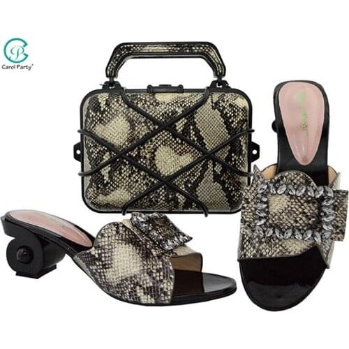 2020 Italian design Grrey Color Ladies Shoes with Matching Bags for Women Nigerian Wedding African Shoe and Bag Set for Party