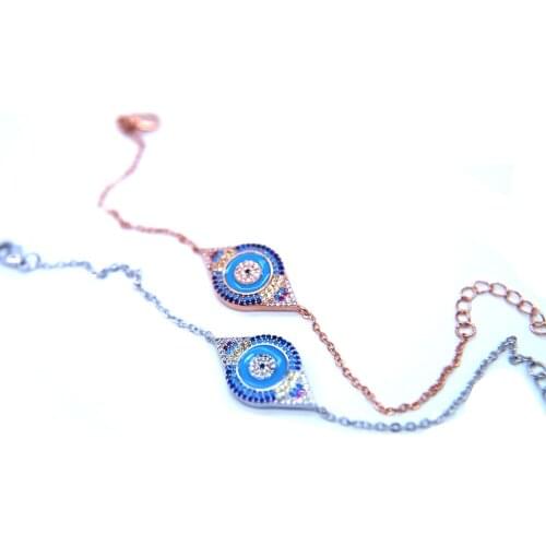 Blue Turkey Evil Eye Bracelet EYE SHAPE Girls Charm Bracelets for Women Silver Plated Link Chain Bracelet fashion jewelry