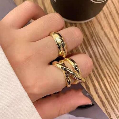 Punk Multi-Turn Winding Cross Line Rings for Women Accessories Vintage Hollow Adjustable on Phalanx Jewelry Couple Party Gift