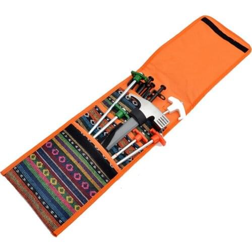 1pc Outdoor Camping Tools Bag Ethnic Pattern Tent Pegs Bag Hammer Tent Nail Pouch Travelling Supplies Accessories Tool Storage