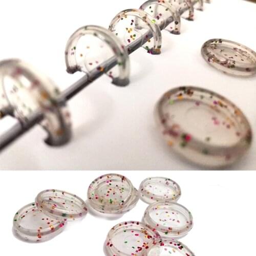 10PCS Flash Point Binding Ring Transparent Binding Disc Plastic Round Discs Button Binder Accessories Buckle Mushroom Hole Book