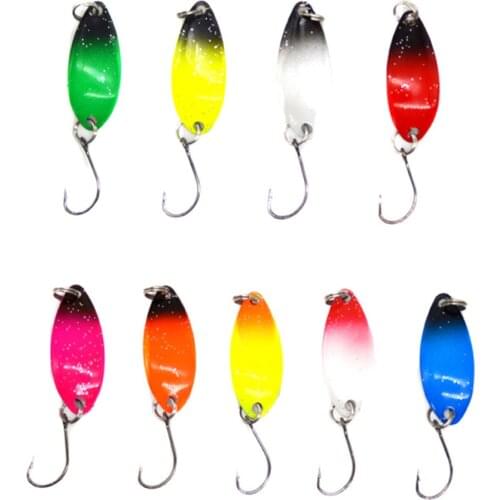 9pcs/Lot Fishing Lure 2.5g Metal Spoon Bait Artificial Spinnerbsit Hard Baits Single Hook Jig Stream Trout Winter Ice