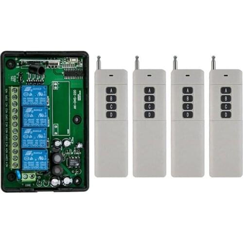 AC85v~250V 110V 220V 230V 4CH RF Wireless Remote Control Relay Switch light /lamp/window/Garage Doors shutters projection screen