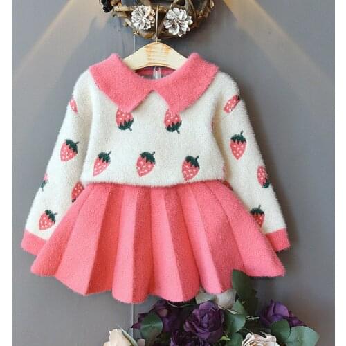 Amya Baby Back To School Outfit For Girls Autumn Winter Knitted Sweater Skirt Two Piece Toddler Girl Sets Kids Christmas Clothes