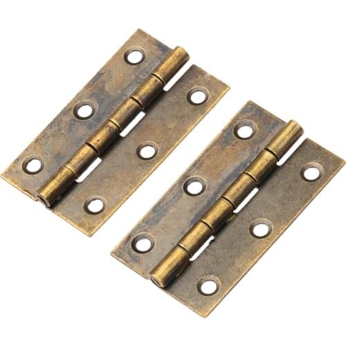 2Pcs Bronze Furniture Cabinet Drawer Door Butt Hinge Antique Decorative Hinges for Jewelry Wooden Box Furniture Hardware 50x28mm