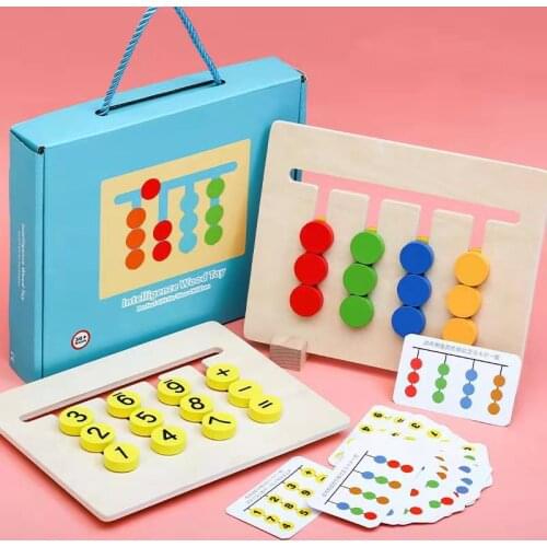 Childrens Double Sided Wooden Puzzle Color Match Maths Board Game Montessori Educational Intelligence Develop Kids Gift