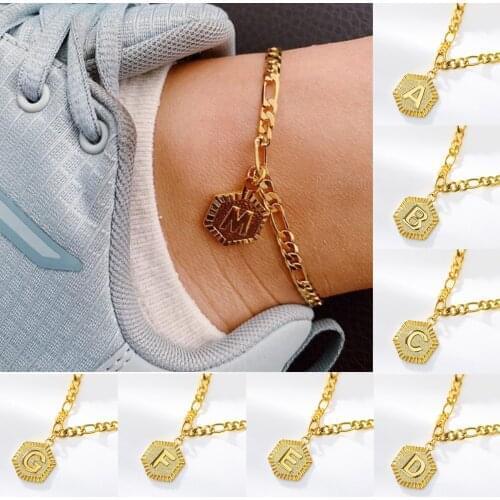 For Women Customized Initial Letter Anklet Bracelet Personalized Alphabet Name