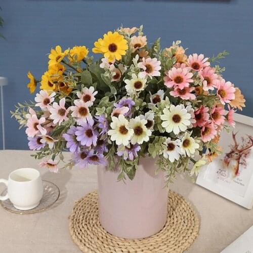 Artificial Flowers Daisy Bride Bouquet For Christmas Wedding Decoration Fake Flowers Fake Plants Sunflower Garden Home Decor