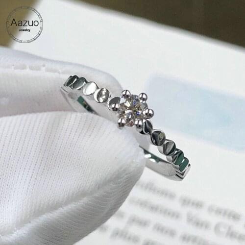 Aazuo Hot Sale 18K White Gold Real Diamond 0.20ct FV VS Classic 6-Prong Ring for Woman Engagement Wedding Party Au750 Real Gold