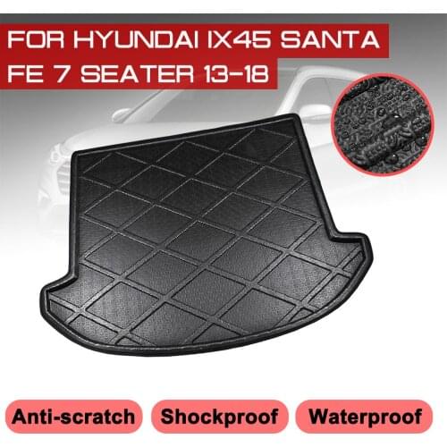 Car Rear Trunk Boot Mat Waterproof Carpet Anti Mud Tray Cargo Liner For Hyundai IX45 Santa Fe 7 Seater 2013-2018 Floor Mats