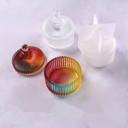 Round stripe storage jewelry box DIY crystal Epoxy Resin Mold Silicone storage box mold Jewelry Making Tools