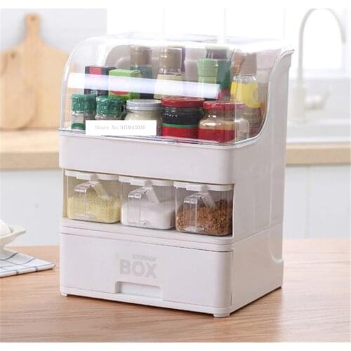 Kitchen Storage Box Large Capacity Seasoning Container Multi-Purpose Layered Household Storage Container Waterproof Kitchen Rack