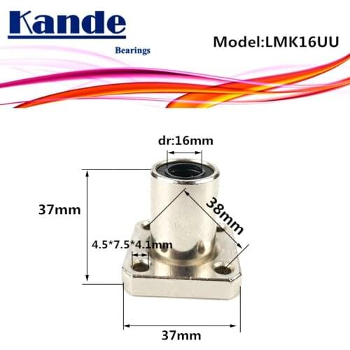 LMK16UU 1pc LMK16 UU Square Flange Linear Bearing dr: 16mm High quality SMK16