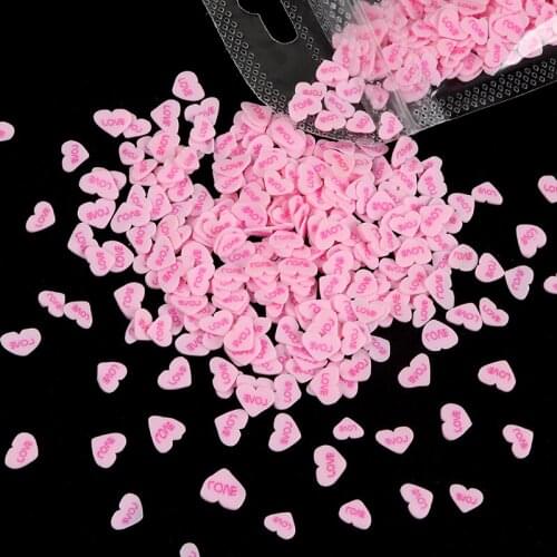 Love Hearts Polymer Clay Slices Sequins For Nail Decorations Sticker Valentines Day Manicure DIY Designs Nail Art Accessories