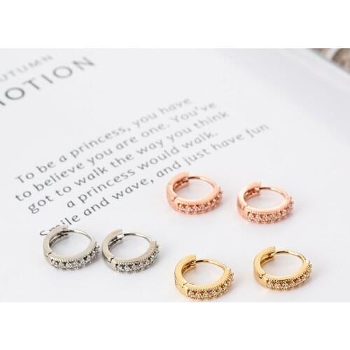 Girls' Small Hoop Earrings Golden/White Crystal Stud Minimal Hoops Tiny Earring Piercing Jewelry For Women Lovely Gift For Women