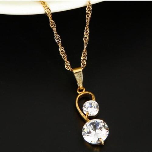 Fashion African Crystal Jewelry Gold Color Pendant Necklace Women Wedding Accessories