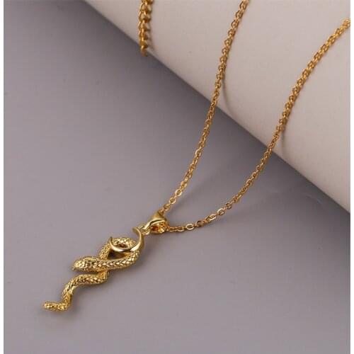 Fashion Female Copper Metal Animal Snake Pendants Necklaces For Women Gift Gold Color Stainless Steel Chain Necklace Jewelry
