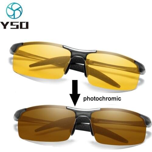 YSO Men Photochromic Night Vision Glasses Aluminium Frame Polarized Night Vision Goggles For Car Driving Anti Glare Men Glasses
