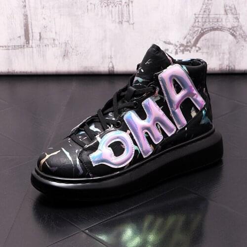 2021 New white Men Platform Casual Shoes Leather Sneakers Hip-hop Height Increasing High Tops ankle boots Zapatillas Hombre