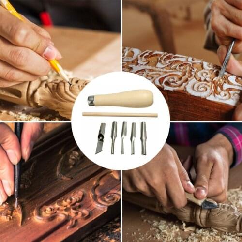 Lino Block Cutting Rubber Stamp Carving Tools with 5 Blades Bits for Print Making DIY Sculpture SCIE999