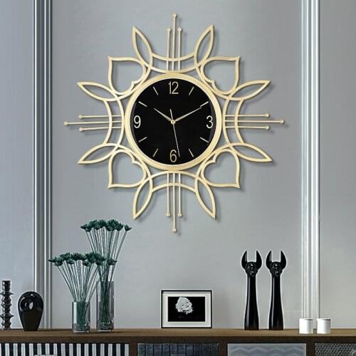 European style wall clock living room full copper light luxury decoration wall hanging wall clock mute clock large creative