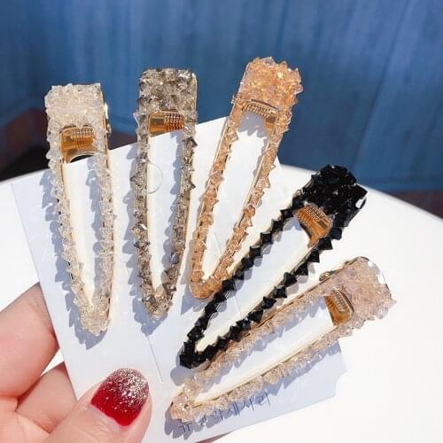 2019 New Hollow Triangle Transparent Crystal Long Barrettes For Women Sweet Hair Jewelry Geometric Water Drop Hairpins Hair Clip