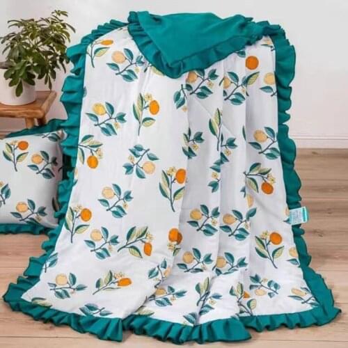 New Product Summer Washed Quilt Air-conditioning Comforter Soft Breathable Blanket Thin Leaf Print Bedspread Bed Cover 1 Pcs
