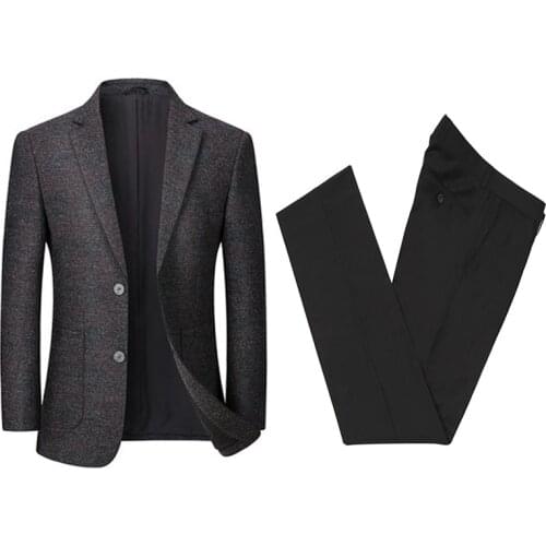 2020 New Arrival Winter Mens Suit Two Button Tweed Suit Groom Tuxedos Men Suits 2 Pieces For Wedding And Diner( Jacket+Pants)