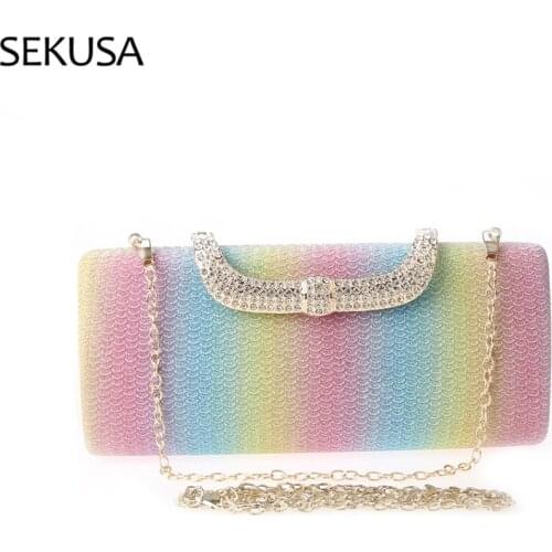New Design 2021 Women Evening Bags Diamonds Metal Day Clutch Chain Shoulder Party Wedding Bridal Handbags
