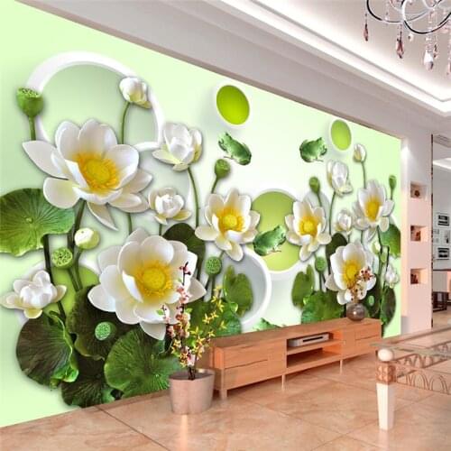 Beibehang Large-scale wallpaper murals to customize any size photo 3D stereo lotus frog background wall papel de parede