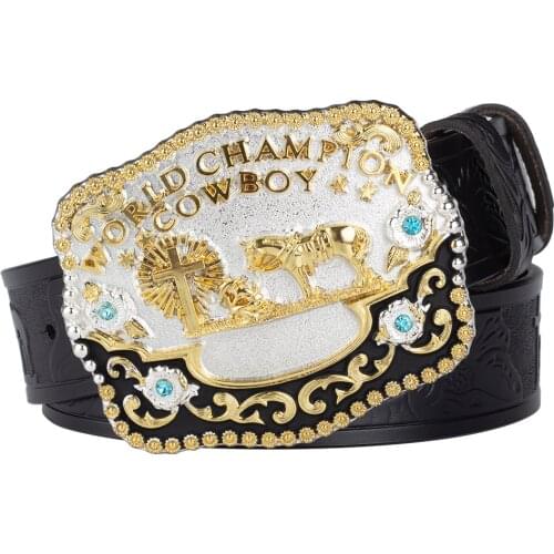 House And Cross Big Buckle Genuine Leather Casual Belt for Fashion Men