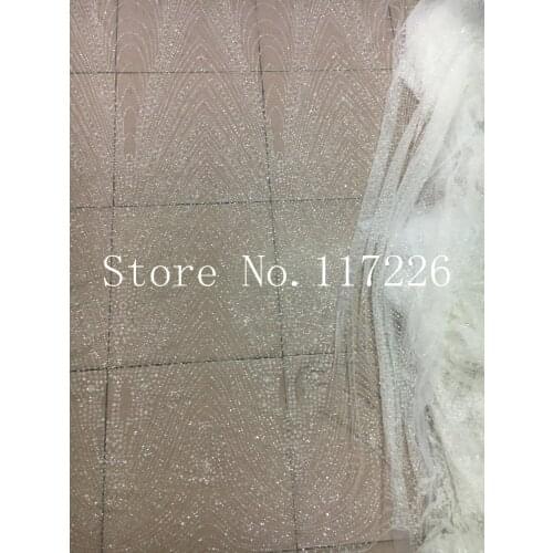 Good looking sequin lace fabric Top selling JRB-52646 french african glued glitter sequence lace fabric