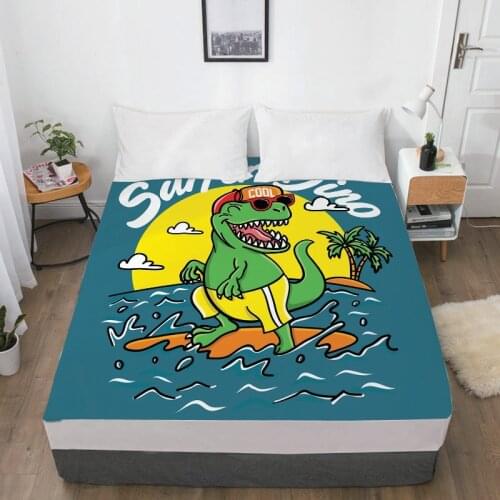 3D Fitted Sheet, Kids Bed Sheet With Elastic Single/King/Custom,Mattress Cover 150/180/160x200 children/baby/boys Cute dinosaur
