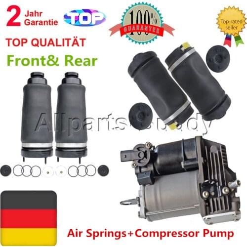 AP02 5pcs Front + Rear Air Suspension Spring + Compressor Pump For Mercedes W251 V251 2513203013 2513200025 2513200404 2006-2012
