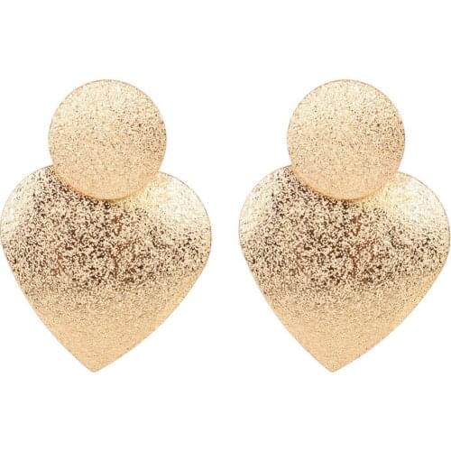 Gold WaterDrop Earrings Metal Long for Women Elegant Circle Round Heart Vintage Bohemia Style Clip On Special Earrings