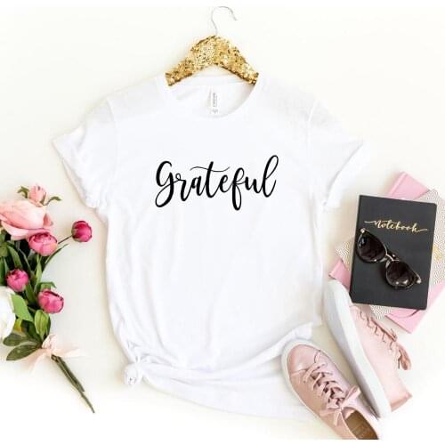 Skuggnas New Arrival Grateful Shirt Pretty Tops for Fall Thankful Grateful Blessed Best Gifts Women T-shirt Women Fall Clothing