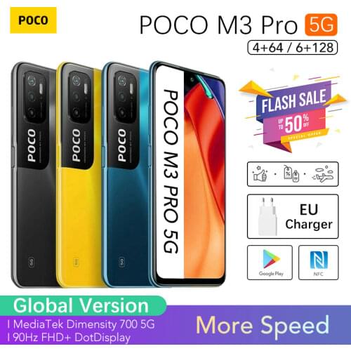 In Stock Global Version POCO M3 Pro 5G NFC 5000mAh 48MP Triple Camera Dimensity 700 Octa Core Smartphone