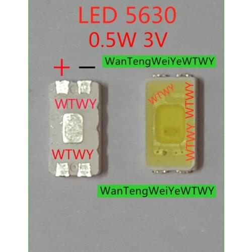 50pcs Lextar LED Backlight TV LED 5630 High Power 0.5W 3V LED Backlight Cool white For LED LCD TV Backlight Application