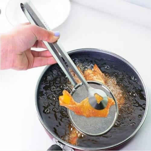 2 in 1 Stainless Steel Fried Food Fishing Oil Scoop Food Clip Kitchen Gadget Filter Colander Kitchen Accessories