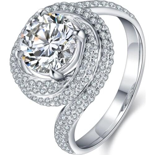 Zhanhao 2ct Round Shape 18K Gold Moissanite Halo Ring New Designs Engagement Ring For Ladies Halo Ring Fine Jewelry