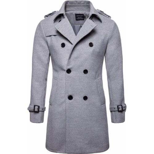 Winter man wool long double-breasted coat