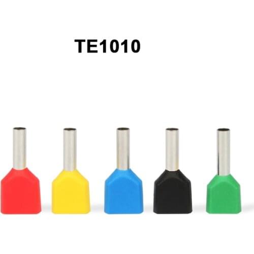 100PCS TE1010 double pre insulated pipe end cold press terminal crimping nose needle