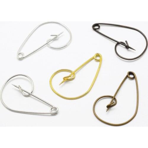 100pcs Iron Brooch Findings Brooch Kilt Pins for DIY Garment Wedding Brooch Quilting Blankets Skirts Making 24x37.5x4.5mm