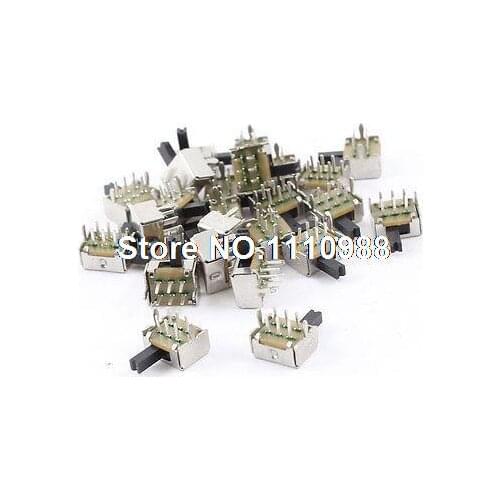 25 Pcs Dual Row 6Pin 2 Position DPDT Latching Micro Mini Slide Switch