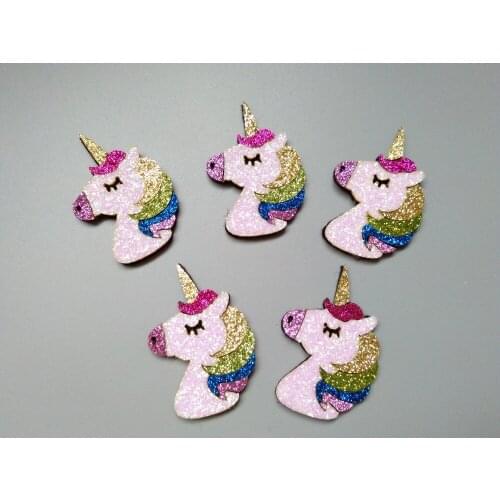 Handmade 50pcs Fashion Cute Glitter Unicorn DIY Parts for Hairpins Hair Clips Headbands Solid Kawaii Horse DIY Hair Accessories