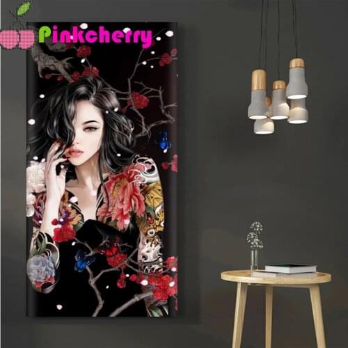 Diy 5d Diamond Painting Plum blossom tattoo woman Full Diamond Cartoon Girl Cross Stitch Kit Crystal Home Decor k1103