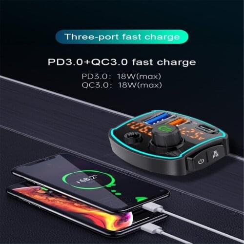 Car Bluetooth 5.0 FM transmitter Dual LCD display Mp3 Player Handsfree Car Kit B36B